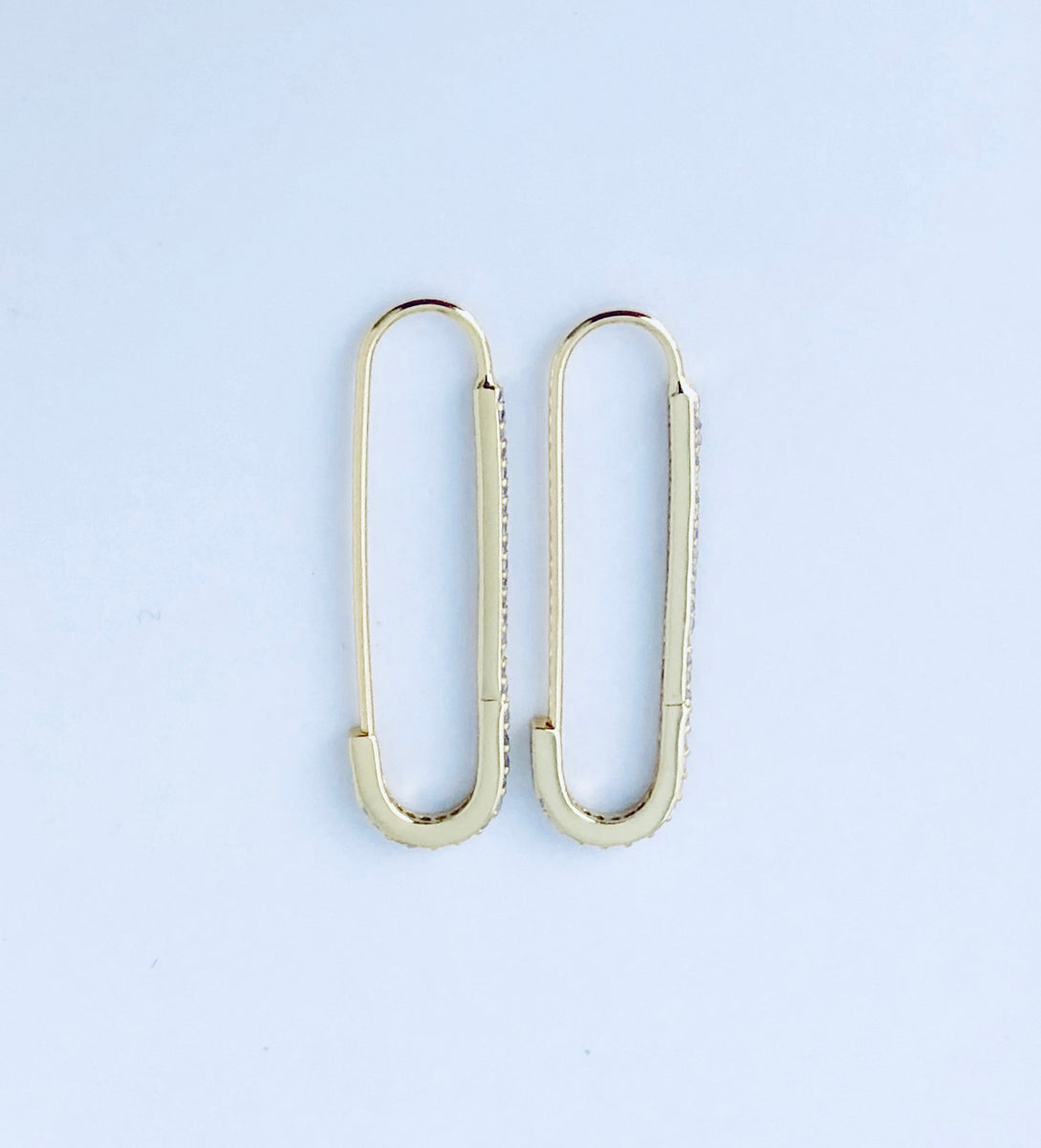 Safety Pin Earring EA20152 Gold Wholesale Price ($200 Minimum Purchase)