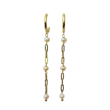 Load image into Gallery viewer, Paper Clip Pearl Huggie