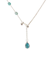 Load image into Gallery viewer, Silver Aqua Y Necklace