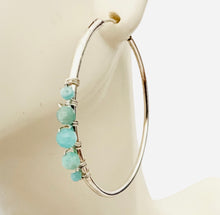 Load image into Gallery viewer, Silver Amazonite Hoop