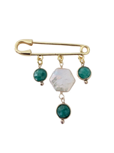 Load image into Gallery viewer, LIMITED EDITION BROOCH -hex pearl green