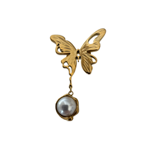 Load image into Gallery viewer, Pearl Butterfly Brooch