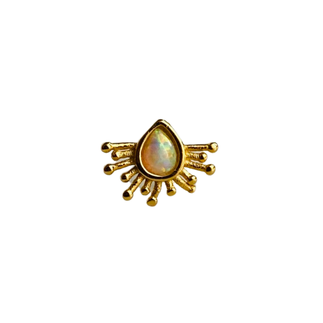 ●JUDY AND PAUL● Opal Unbalanced Water Drop piercing Raindrop Stud Piercing - Opal Raindrop Stud - Pamela Love