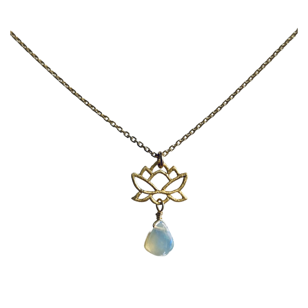 Opalite Crystal Pendant Necklace – White Lotus