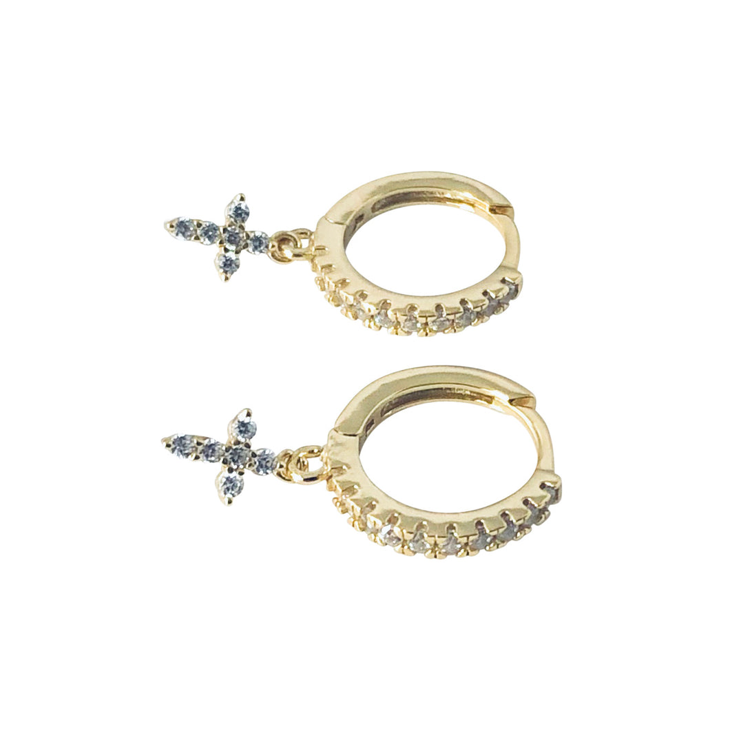 Cz cross Huggie EA20045
